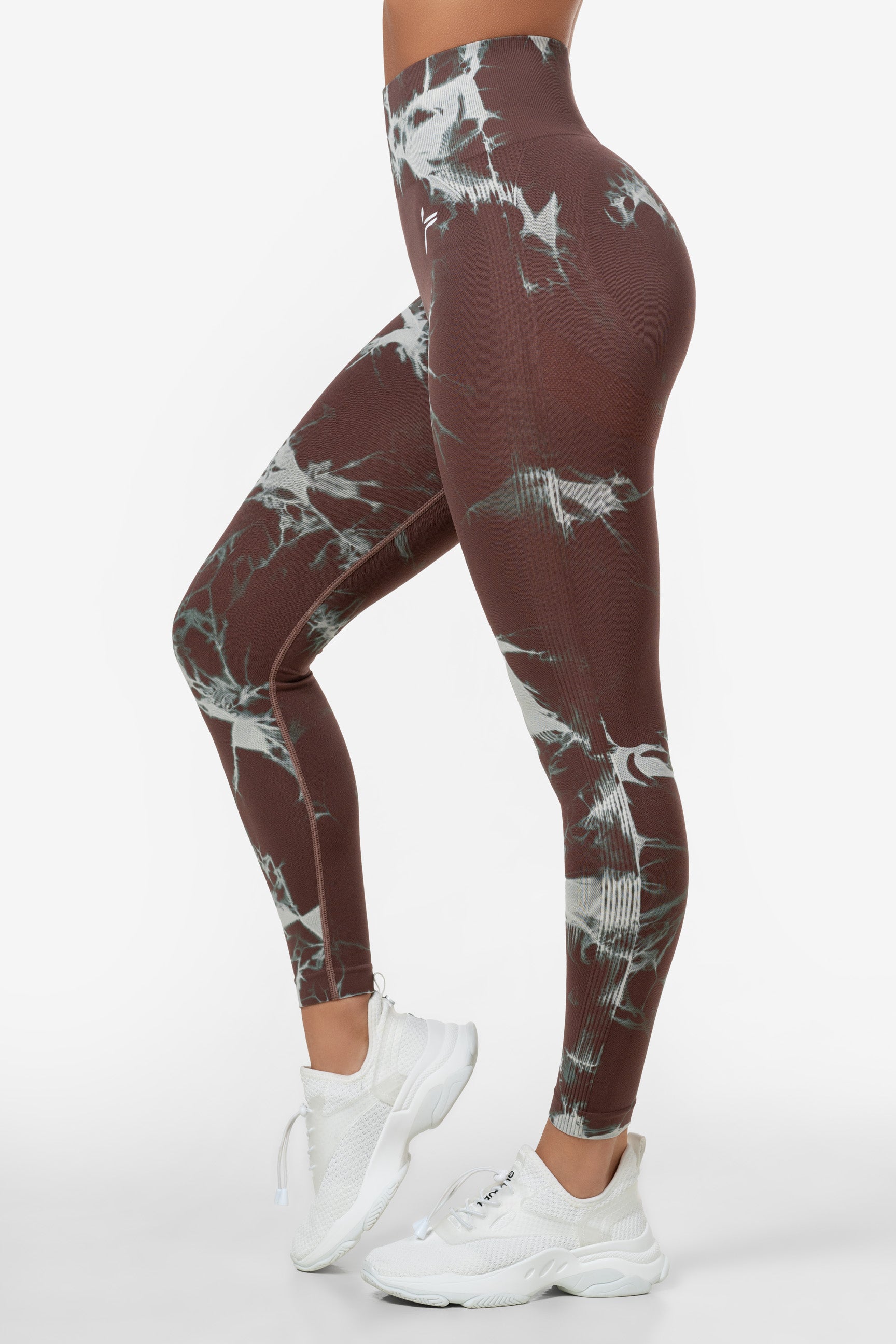 Brown Tie Dye Scrunch Leggings - for dame - Famme - Leggings